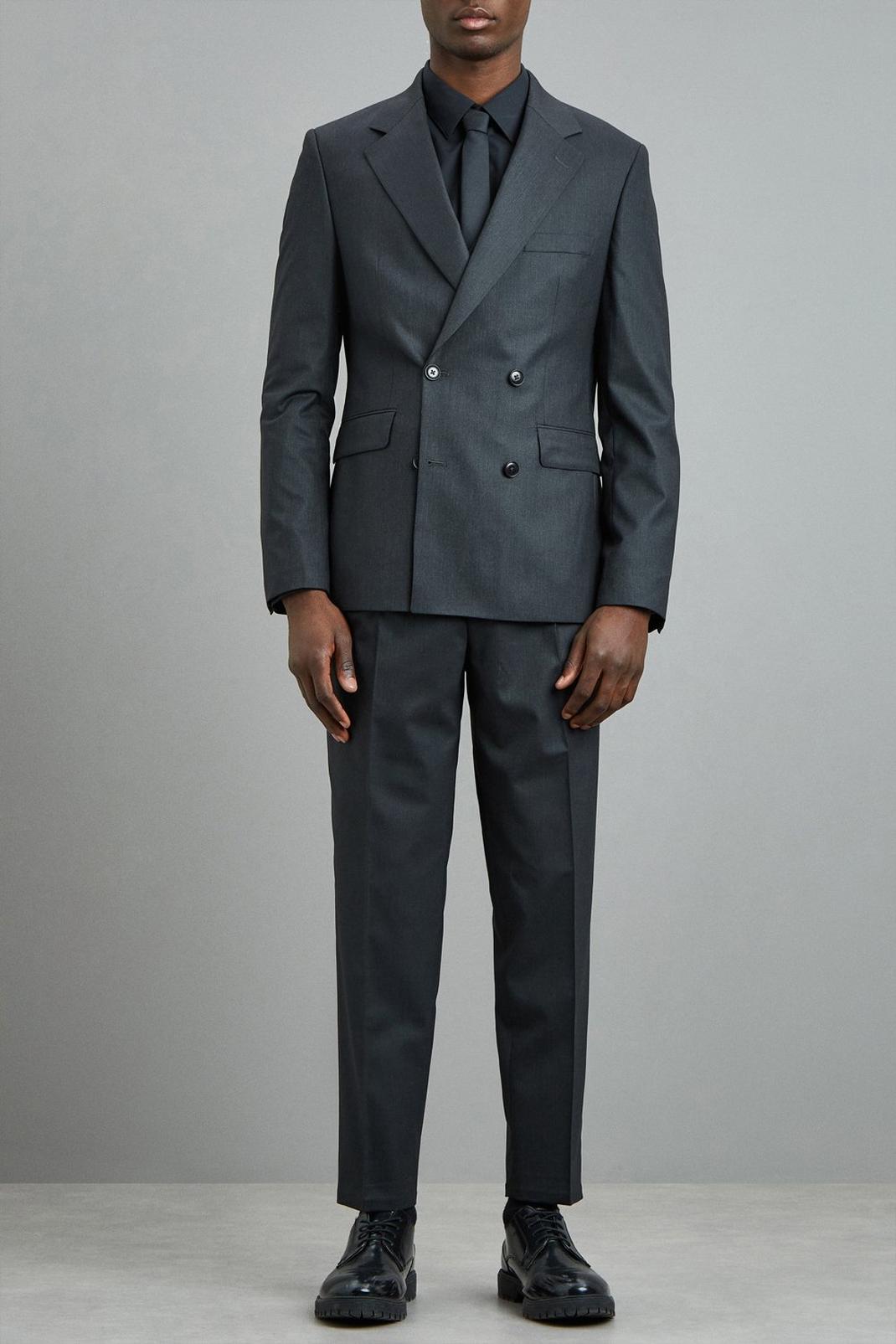 1904 Slim Fit Charcoal Double Breasted Suit Jacket | Burton UK 1904 Slim Fit Charcoal Double Breasted Suit Jacket | Burton UK