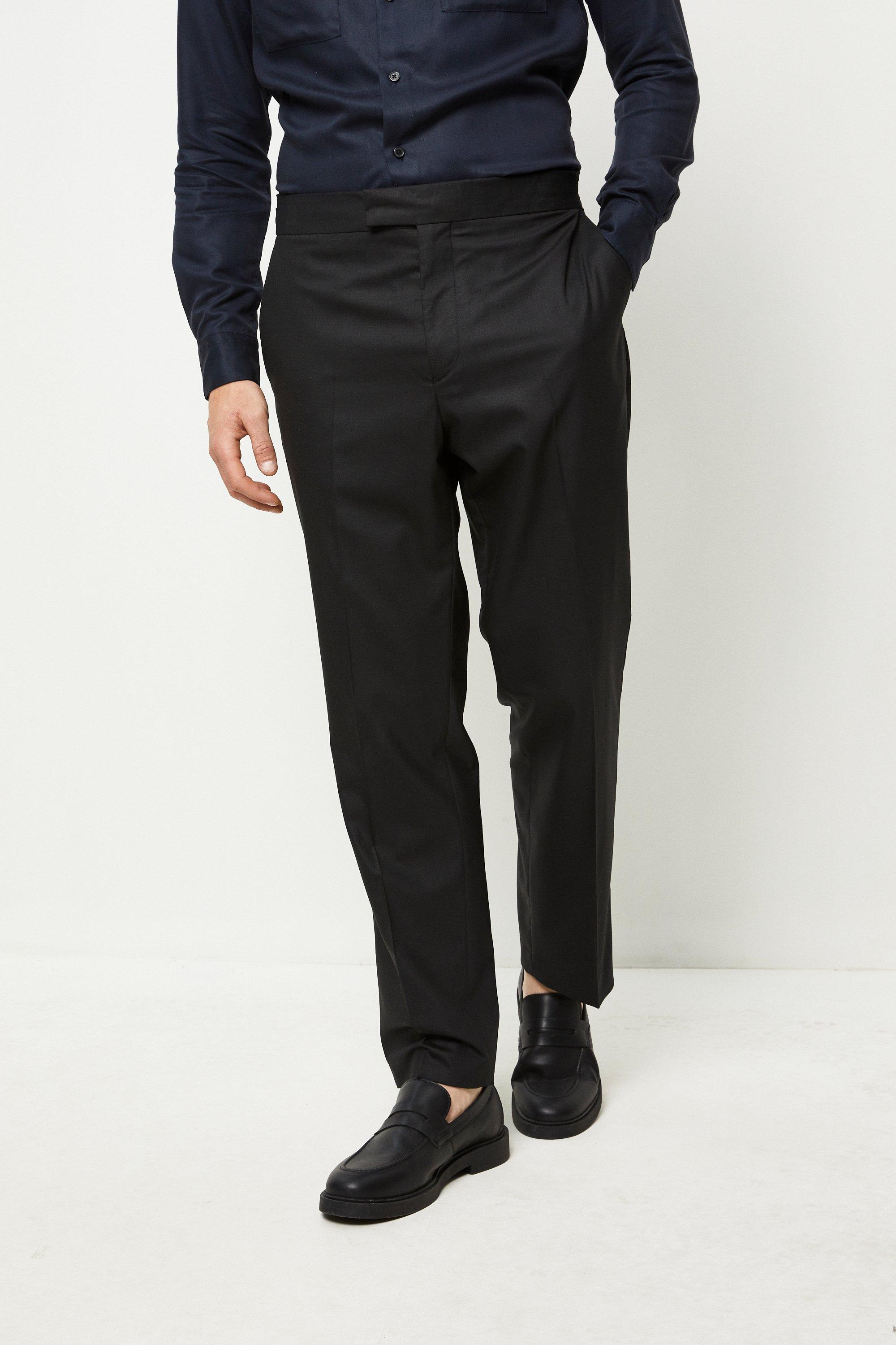 black tapered dress pants mens