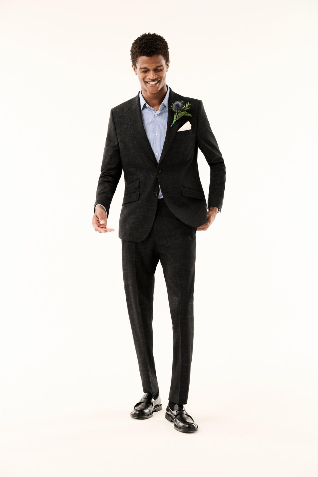 105 Slim Black Scratch Suit Blazer image number 1