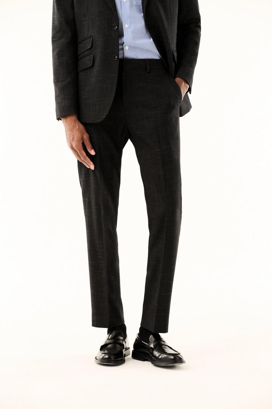 Slim Black Scratch Suit Trouser