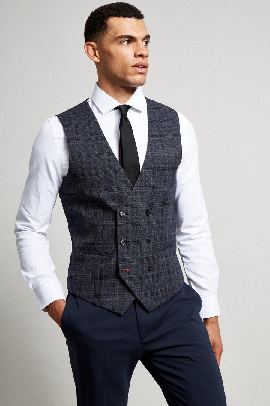 Tailored Russet Pow Check Waistcoat