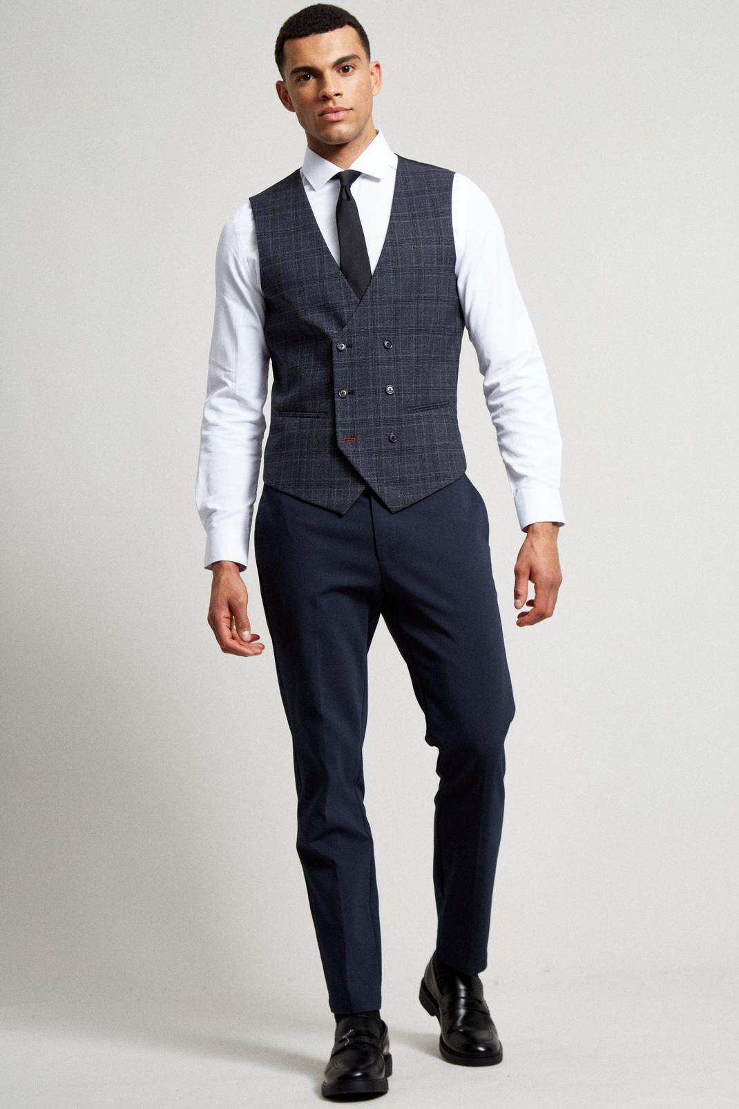 131 Tailored Russet Pow Check Waistcoat image number 2