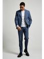 Slim Blue Jaspe Check Suit Trouser