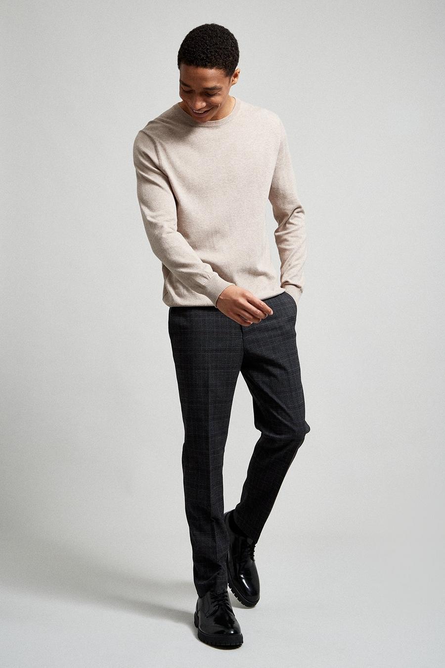 Skinny Grey Highlight Check Suit Trouser