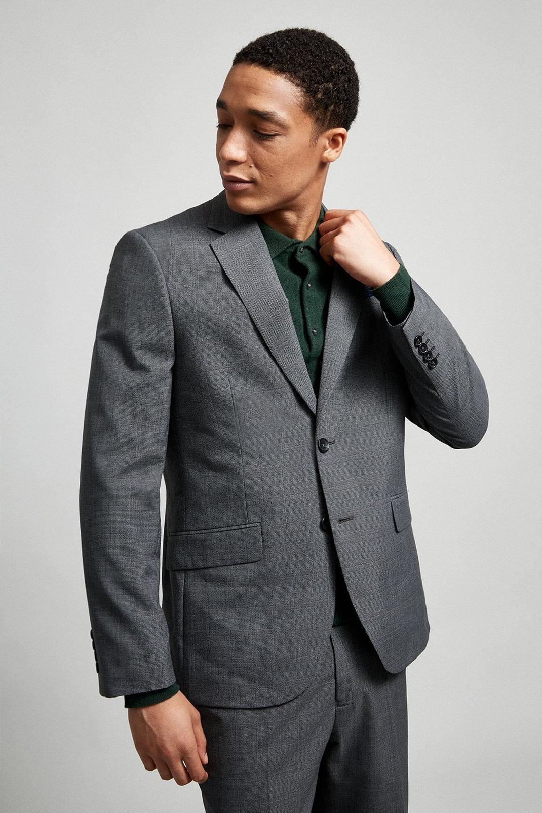 Tailored Grey Jaspe Check Two-Piece Suit image number 1