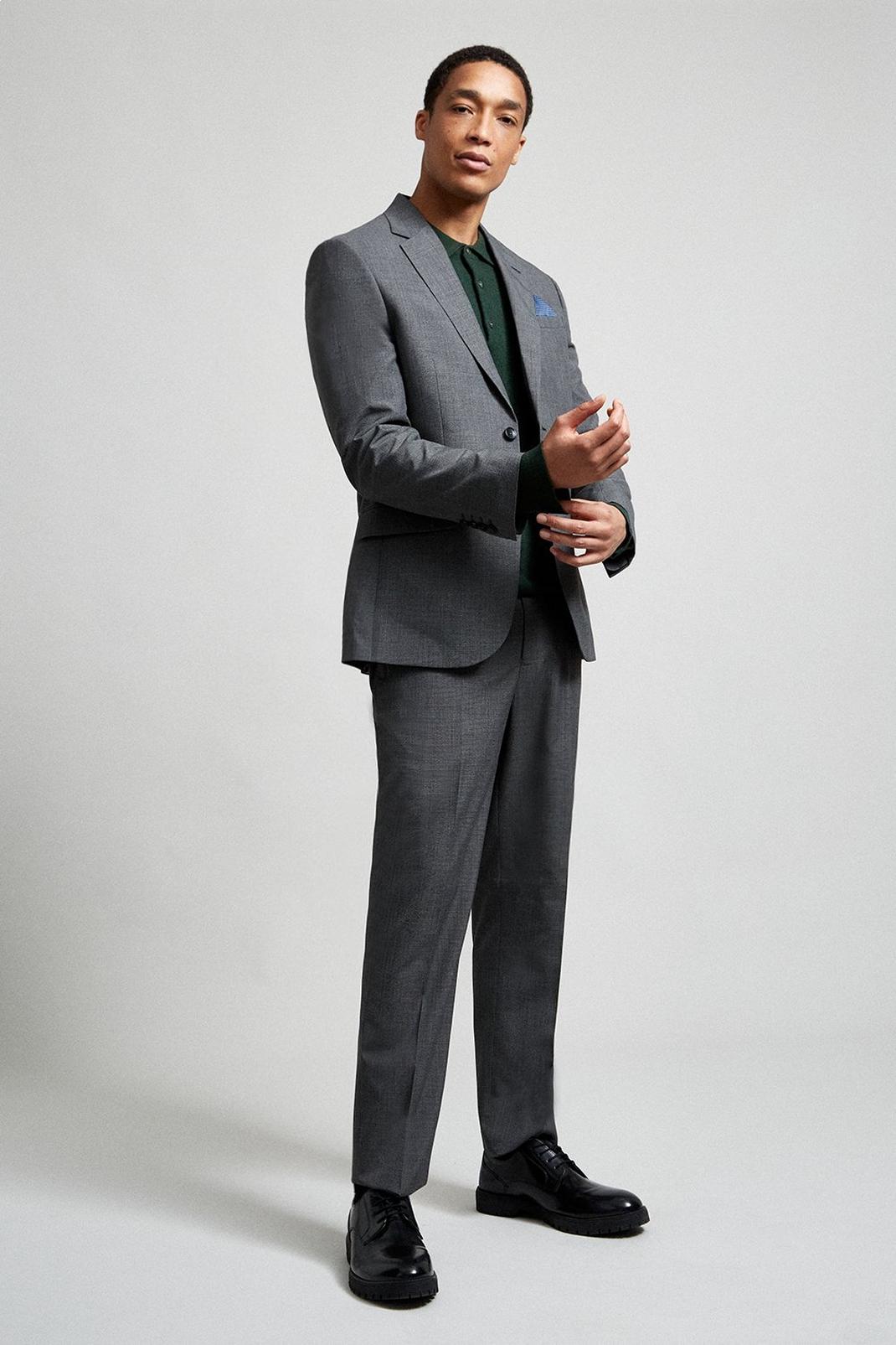 Tailored Grey Jaspe Check Three-Piece Suit image number 2