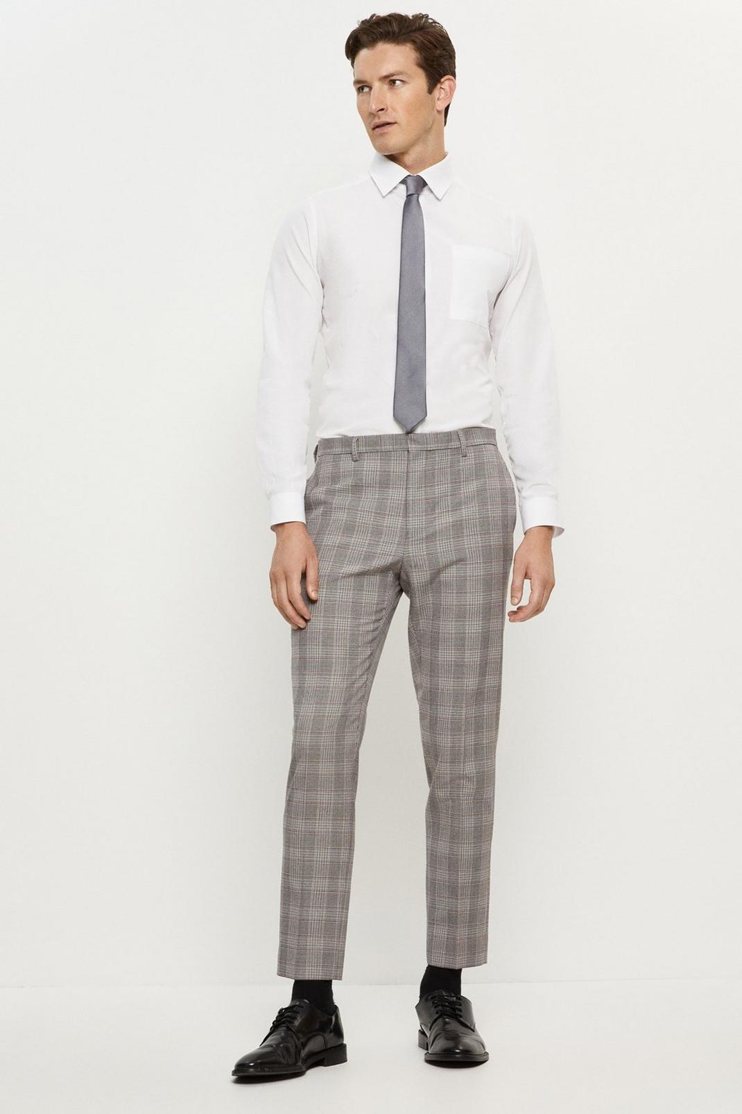 131 Skinny Grey And Burgundy Check Suit Trouser image number 2
