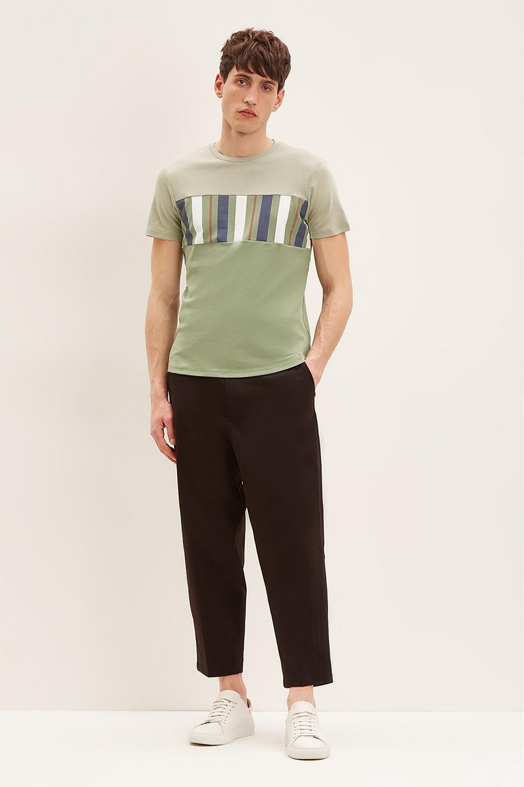 135  Slim Fit Stripe Colour block T-shirt image number 2