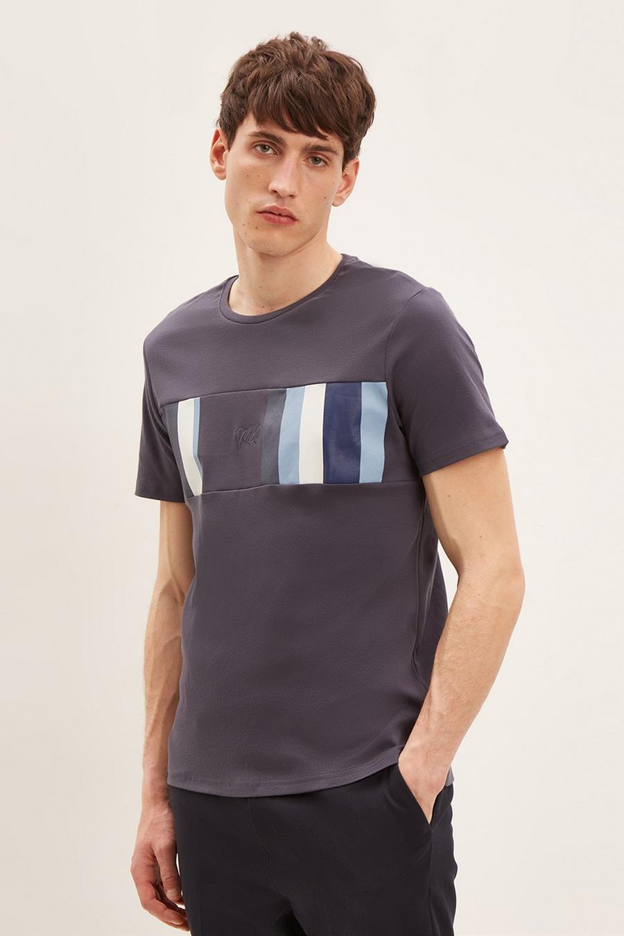 Slim Stripe Blocked Panel T-shirt