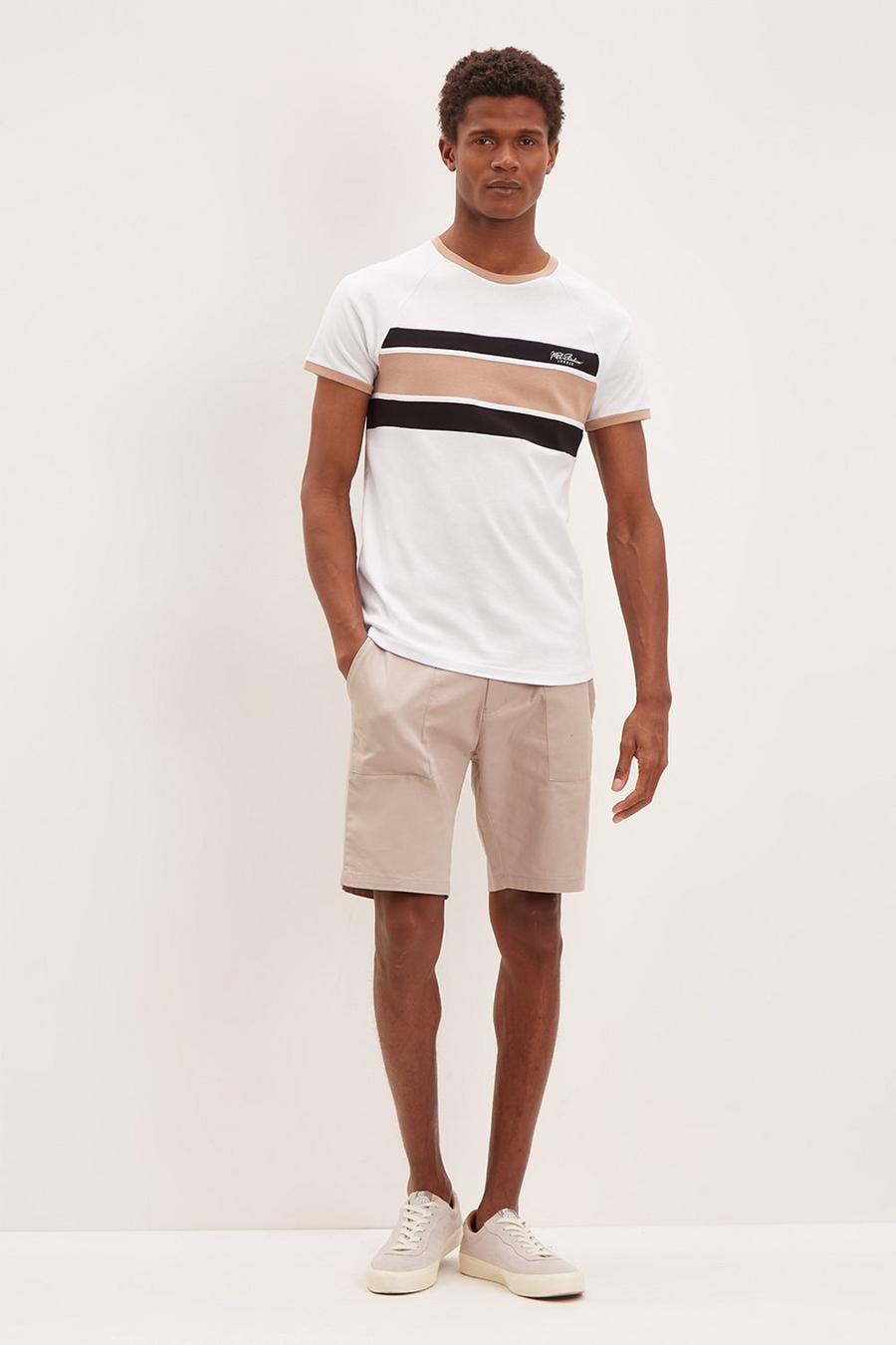 Slim Stripe Raglan Cut And Sew T-shirt