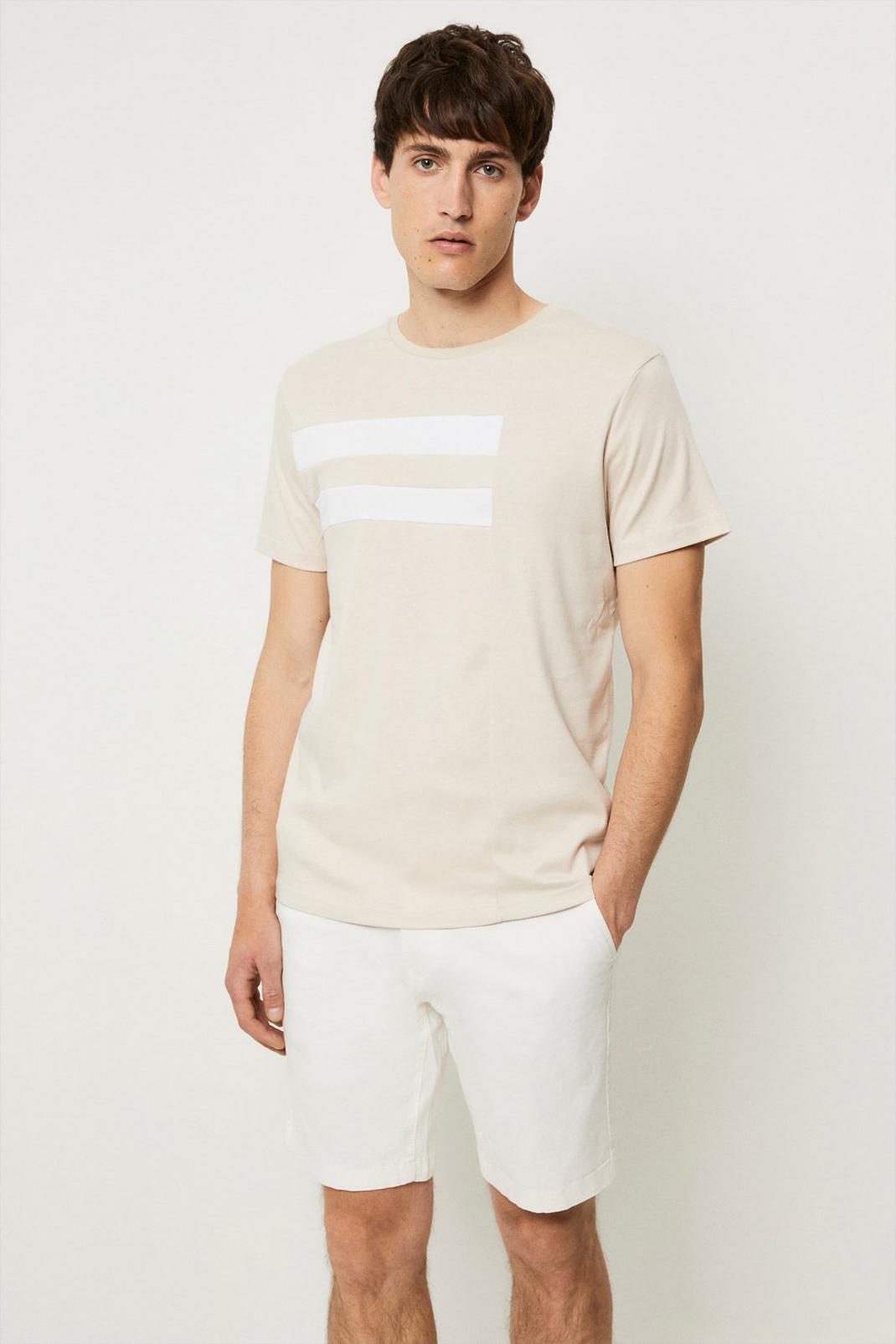 Ice grey Ss Slim Asymmetric Stripe T-shirt image number 1