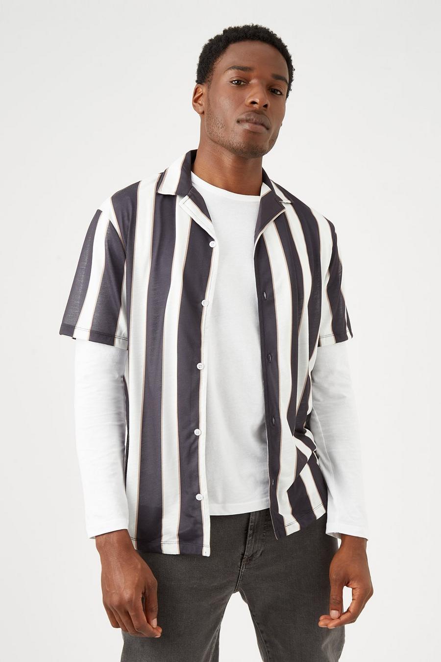 Navy Wide Stripe Shirt