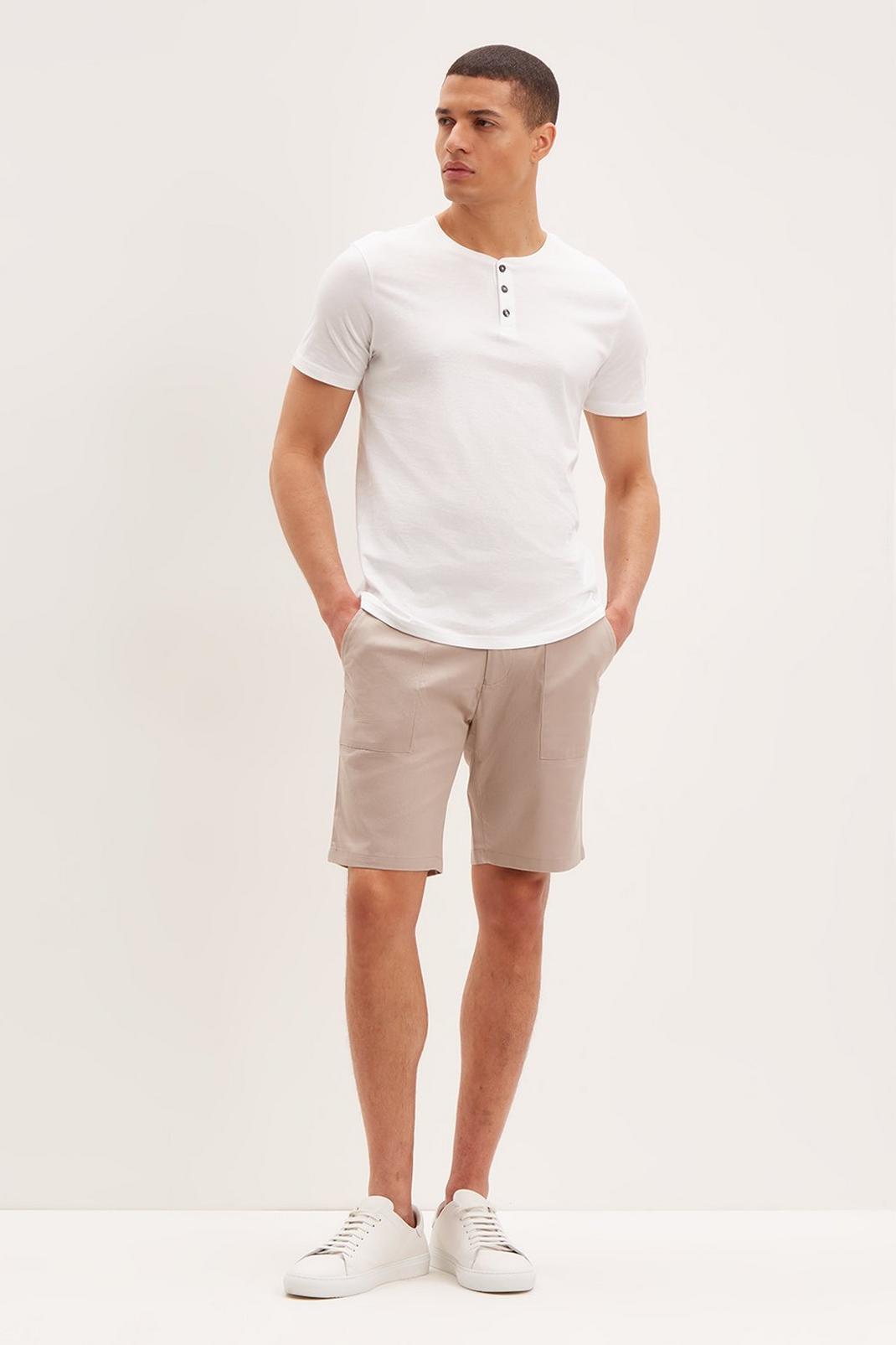 173 Regular Fit White Short Sleeve Grandad T-Shirt image number 2