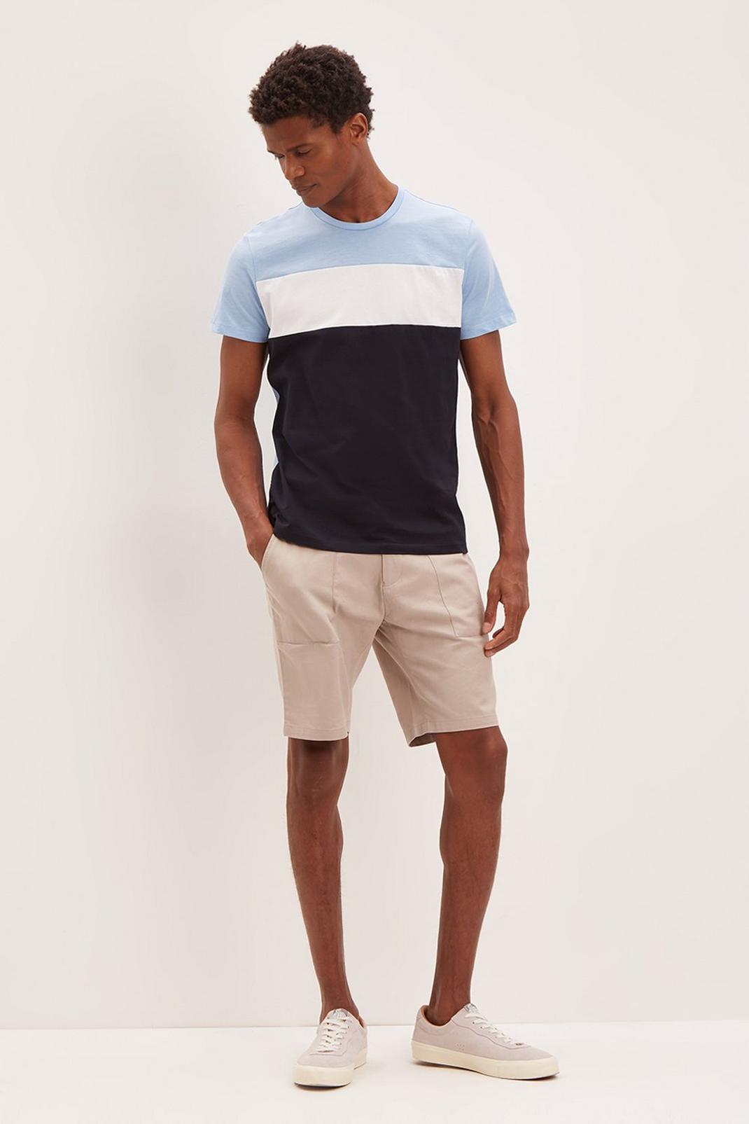 106 Regular Chambray Blue Short Sleeve Cut & Sew T Shirt image number 2