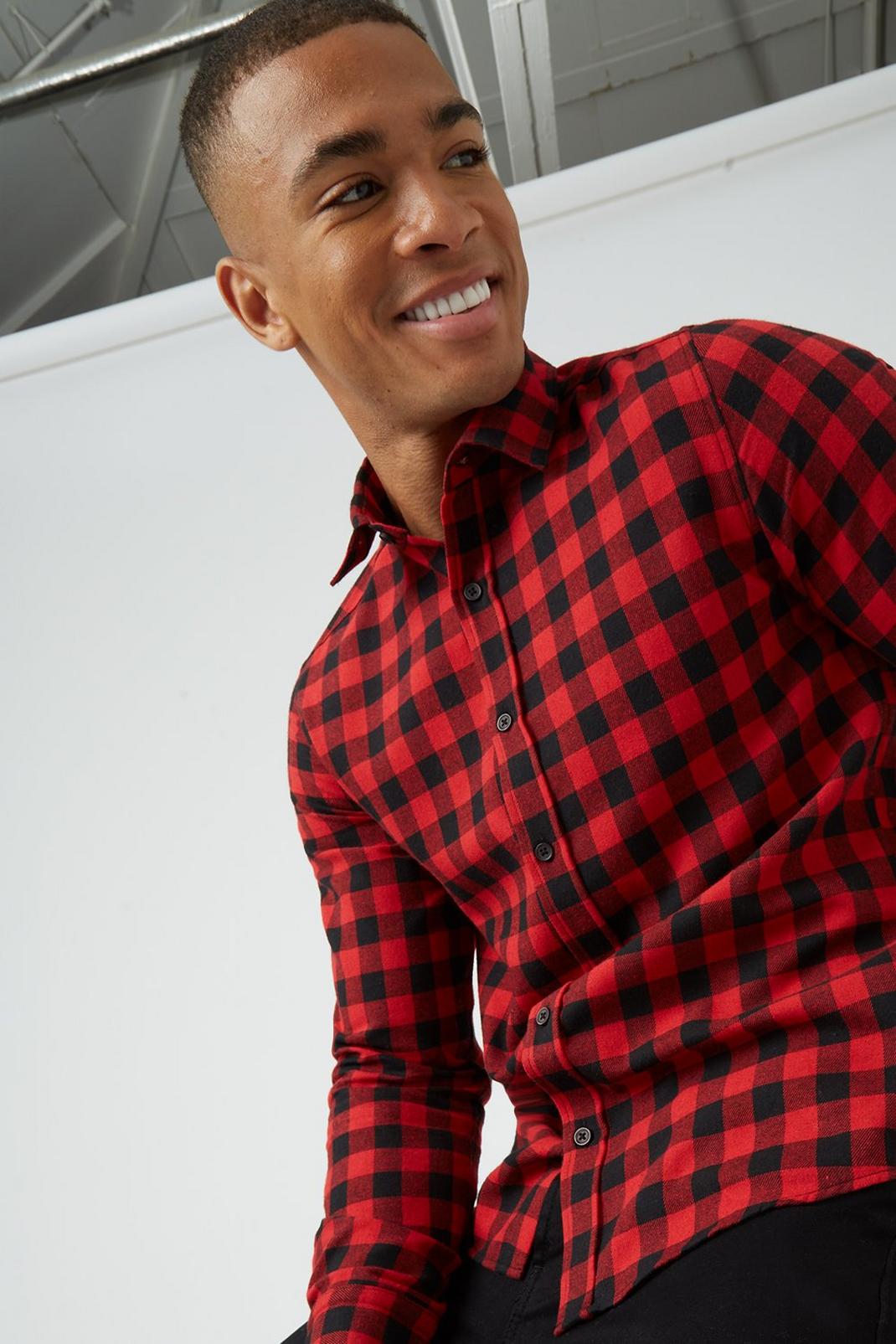 Red Button Down Gingham Check Shirt image number 1