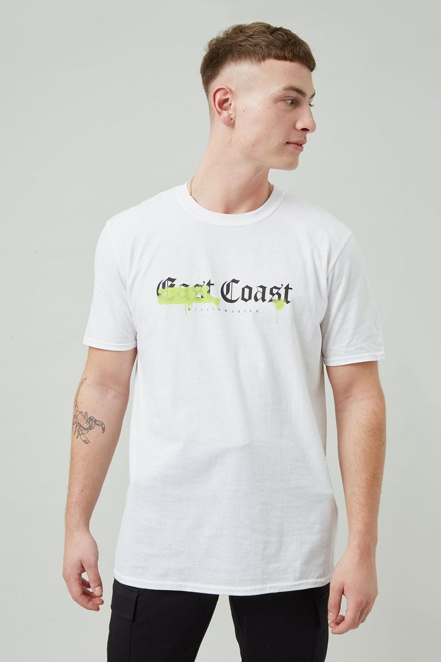 White East Coast Spray Paint Print T-shirt