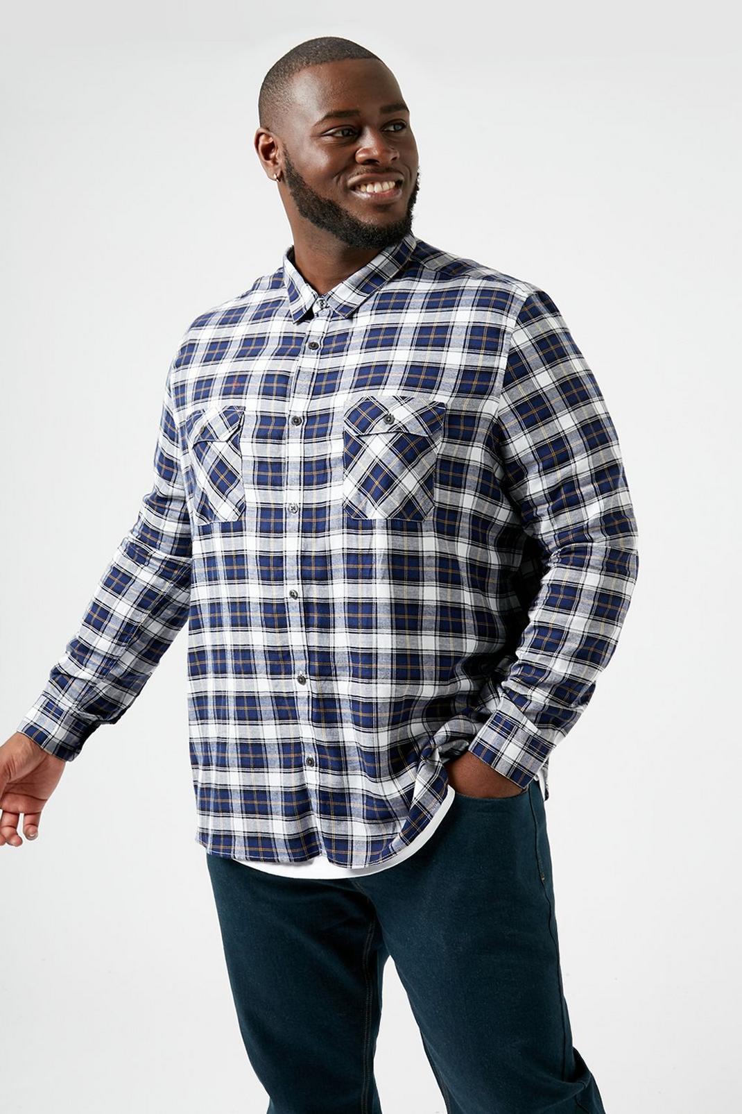106 Plus And Tall Twin Pocket Check Shirt image number 1