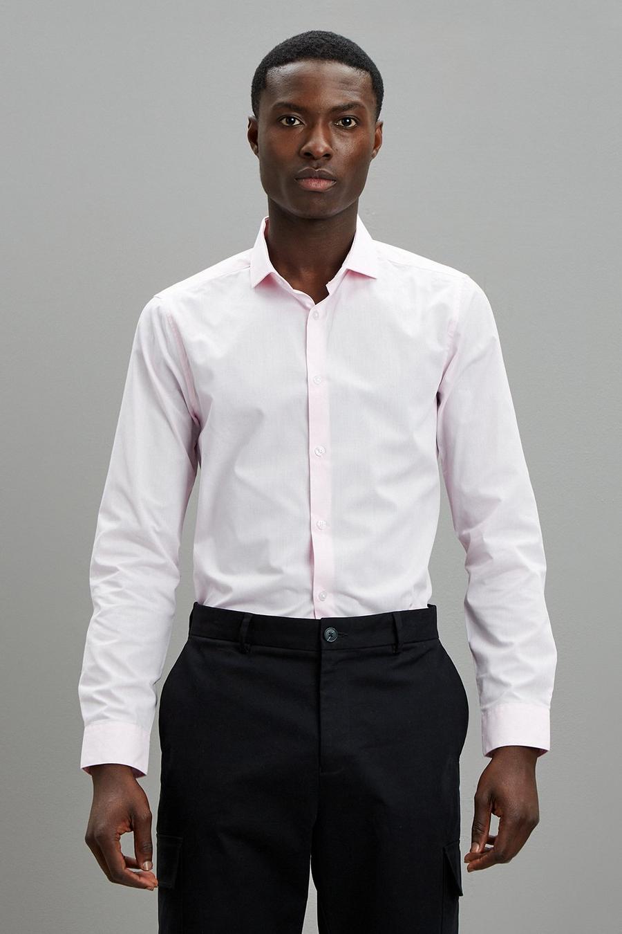 Skinny Fit Pink Easy Iron Shirt