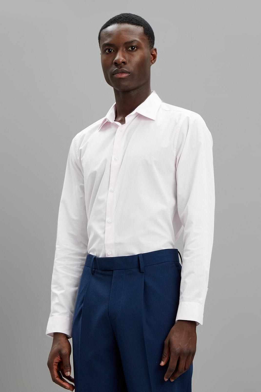 Tailored Fit Pink Easy Iron Shirt image number 1