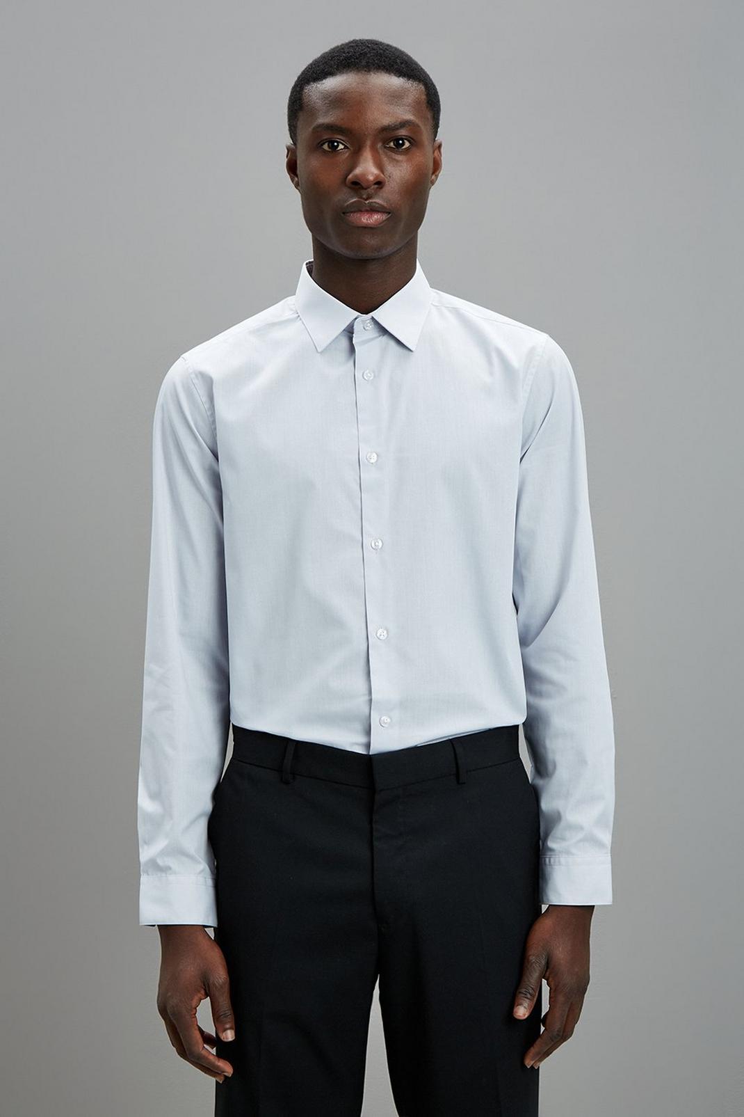 Tailored Fit Grey Easy Iron Shirt image number 1
