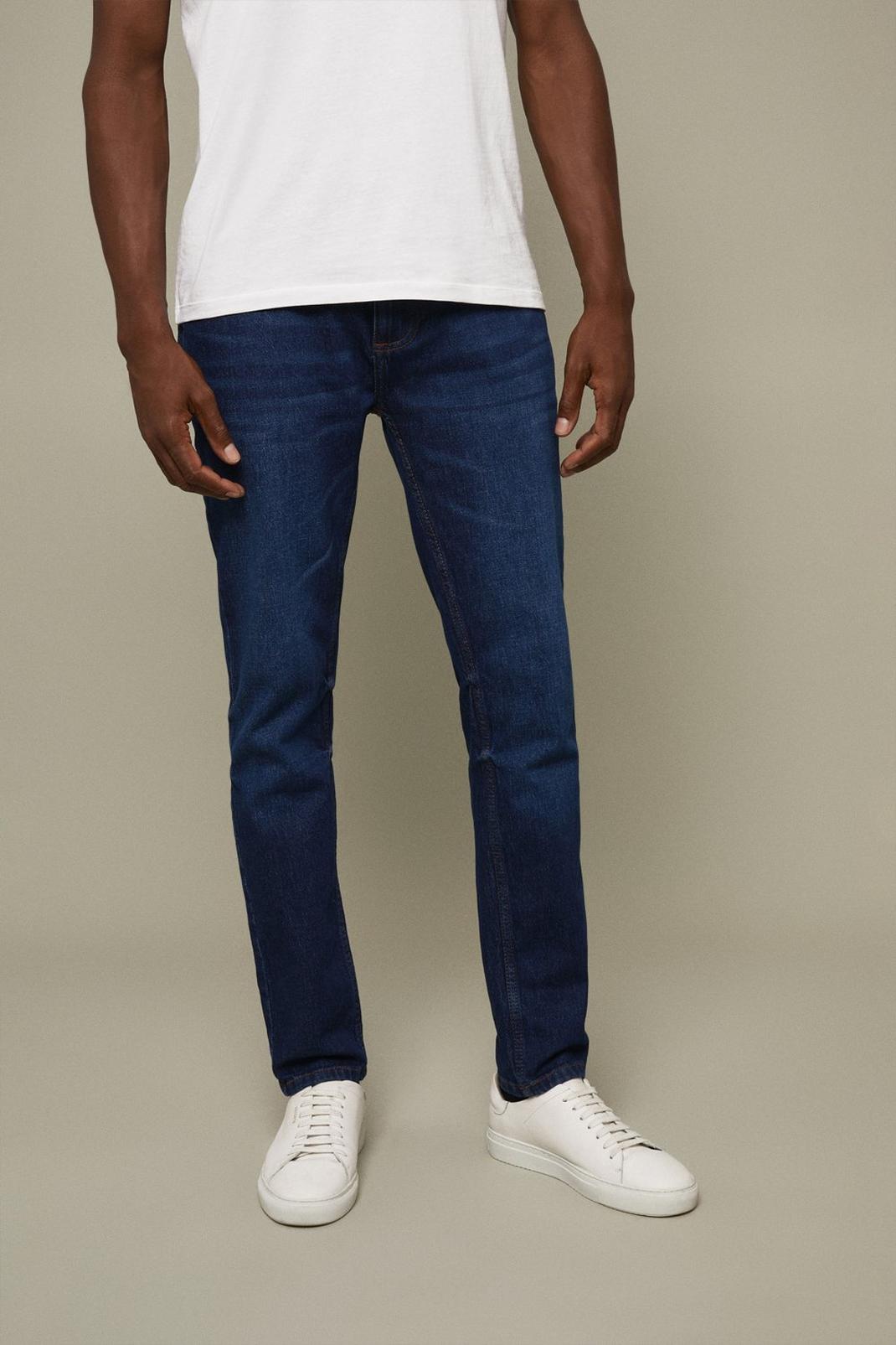 Tapered Dark Blue Jeans image number 1