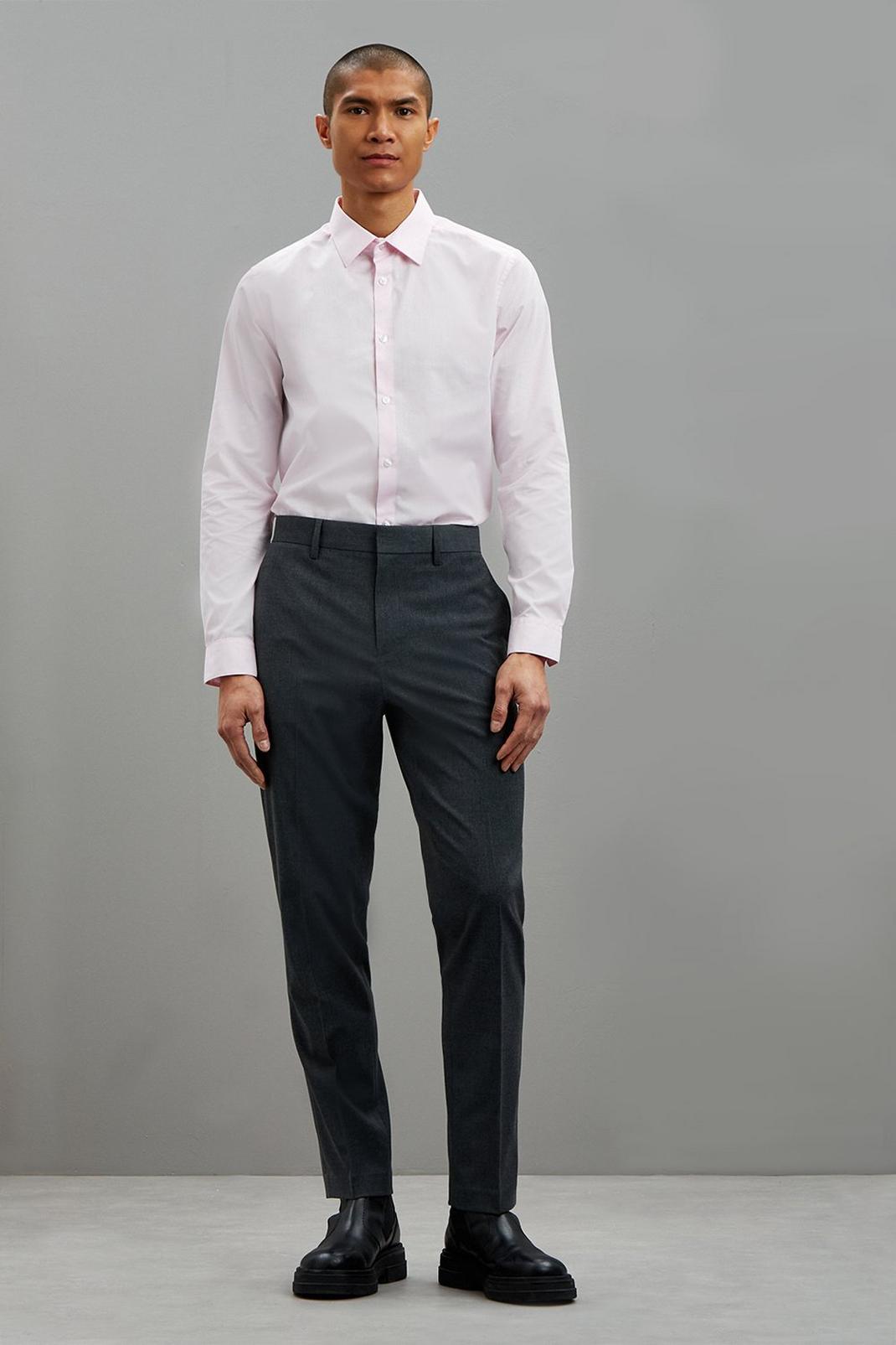 155 Slim Fit Pink Easy Iron Shirt image number 2
