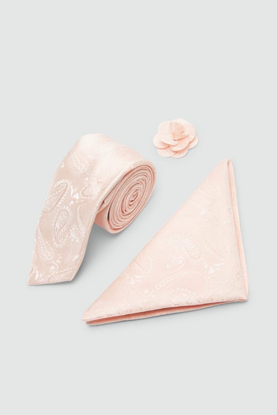 Wedding Paisley Tie Set With Matching Pin