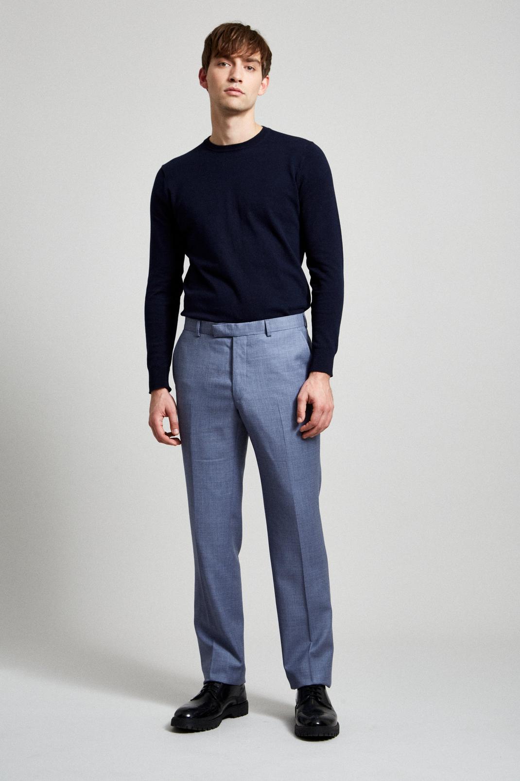 Premium Light Blue Texture Wool Suit Trouser image number 1