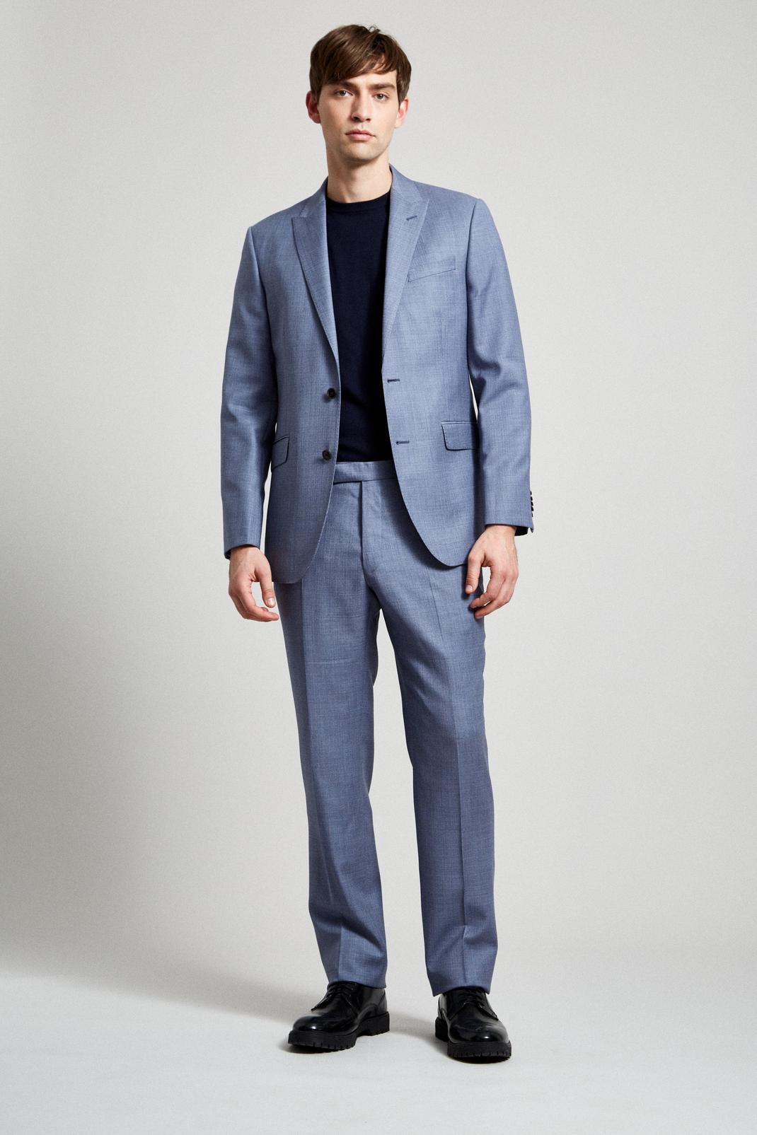 564 Light Blue Texture Wool Suit Trouser image number 2