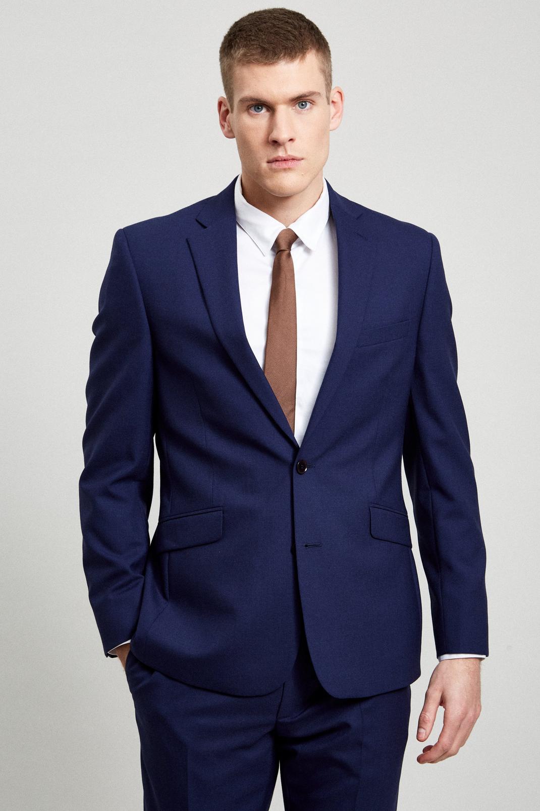 Slim Fit Royal Blue Merino Wool Suit Jacket image number 1