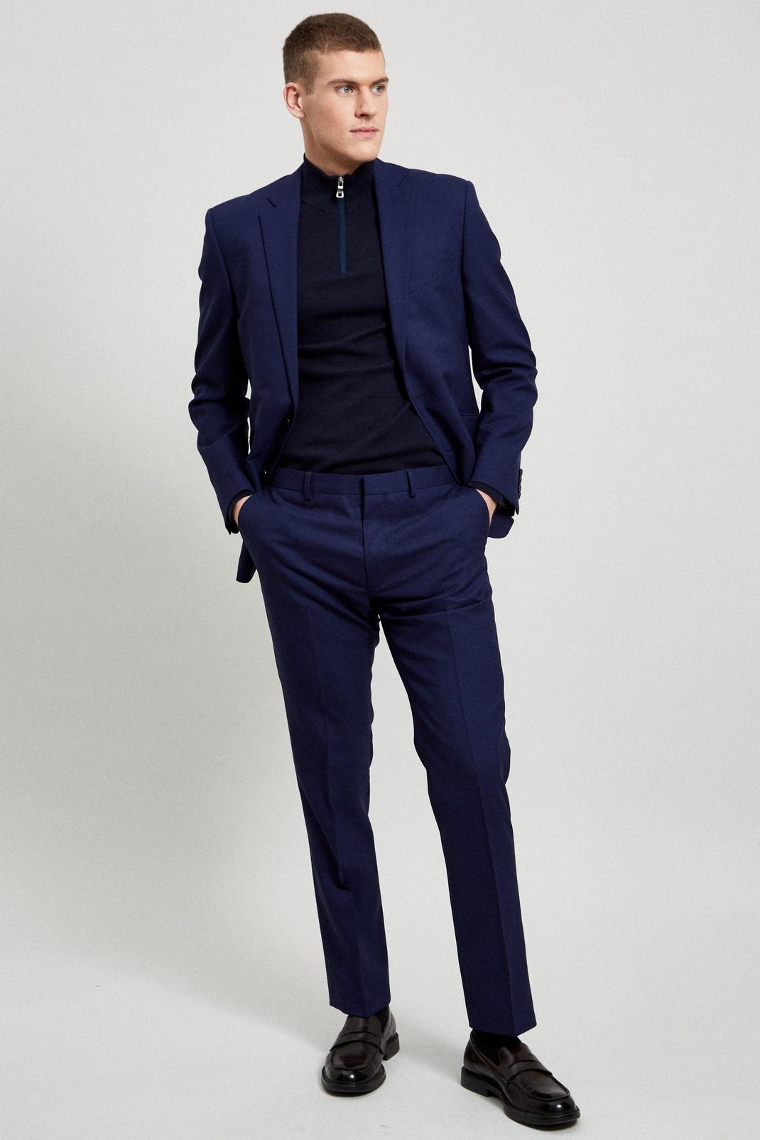 Royal Blue Slim Merino Two-Piece Suit image number 2