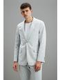 165 Stone Tonal Stripe Linen Suit Jacket
