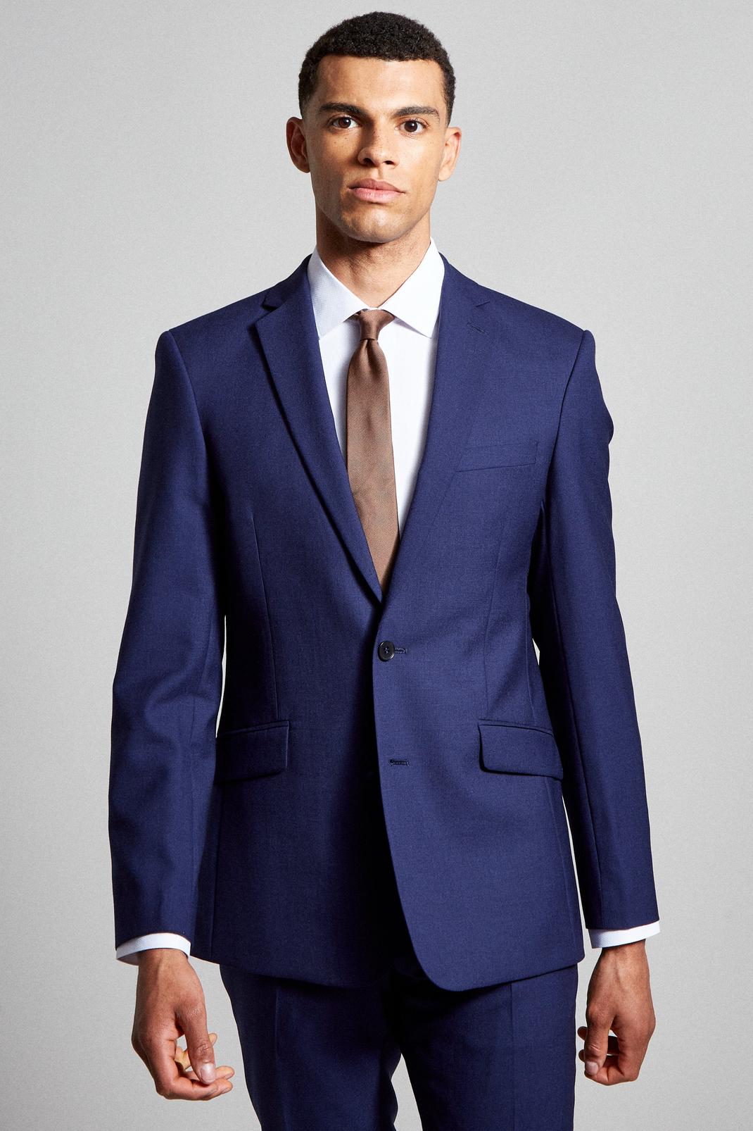 Skinny Fit Royal Blue Merino Wool Jacket image number 1