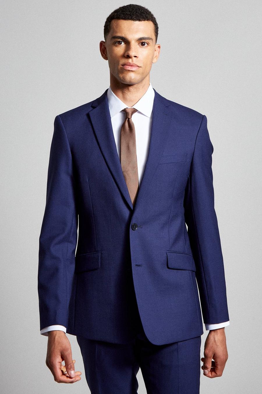 Royal Blue Skinny Merino Wool Suit Jacket