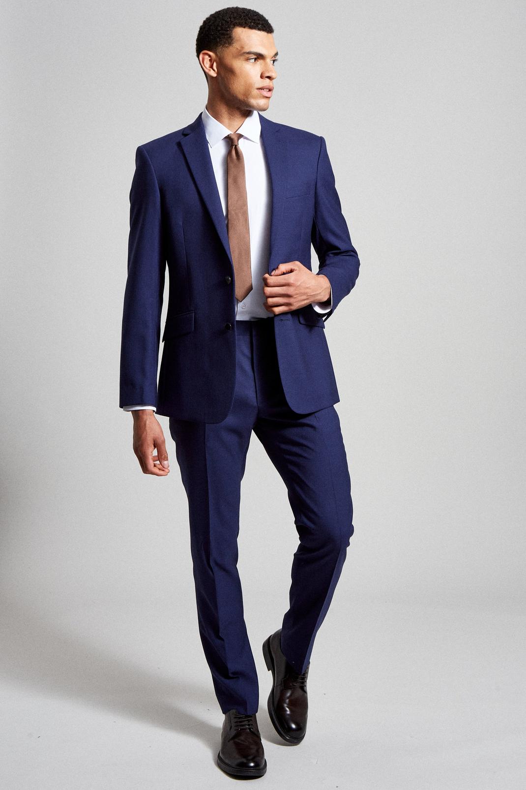 160 Royal Blue Skinny Merino Wool Suit Jacket image number 2