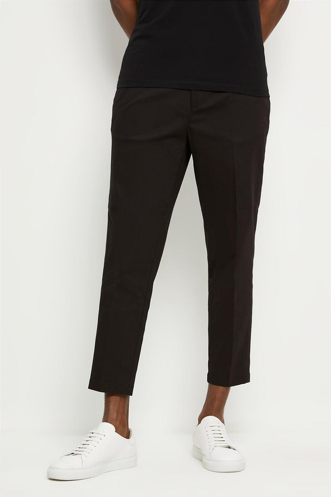 Black Tapered Fit Stretch Chinos image number 1