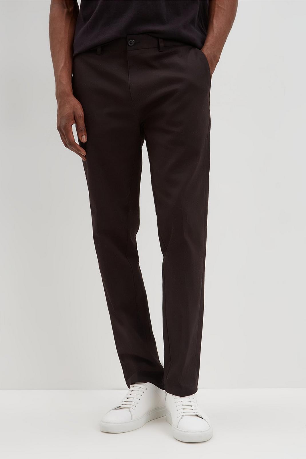 Black Slim Stretch Chino Trousers image number 1