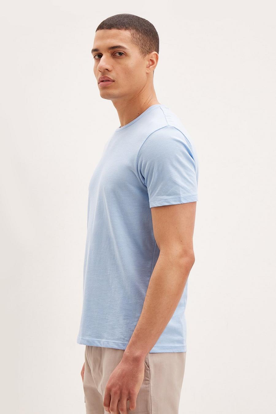 Regular Fit Chambray Blue Short Sleeve Organic T-Shirt