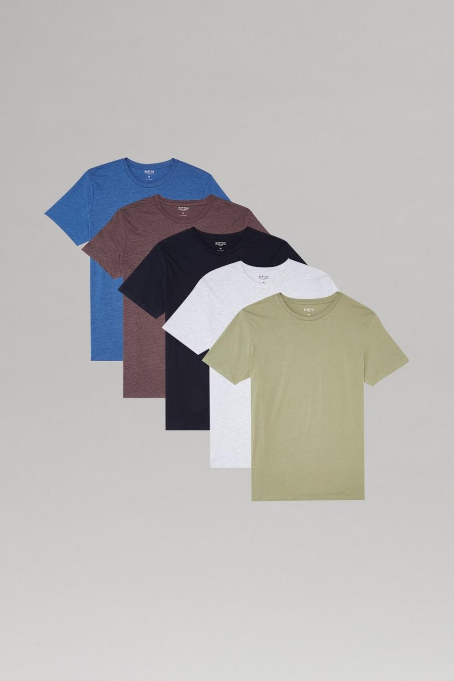 Regular Assorted Colour Crew T Shirt 5 Pack