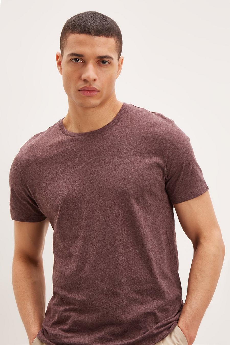 Short Sleeve Burgundy Marl Organic T-Shirt