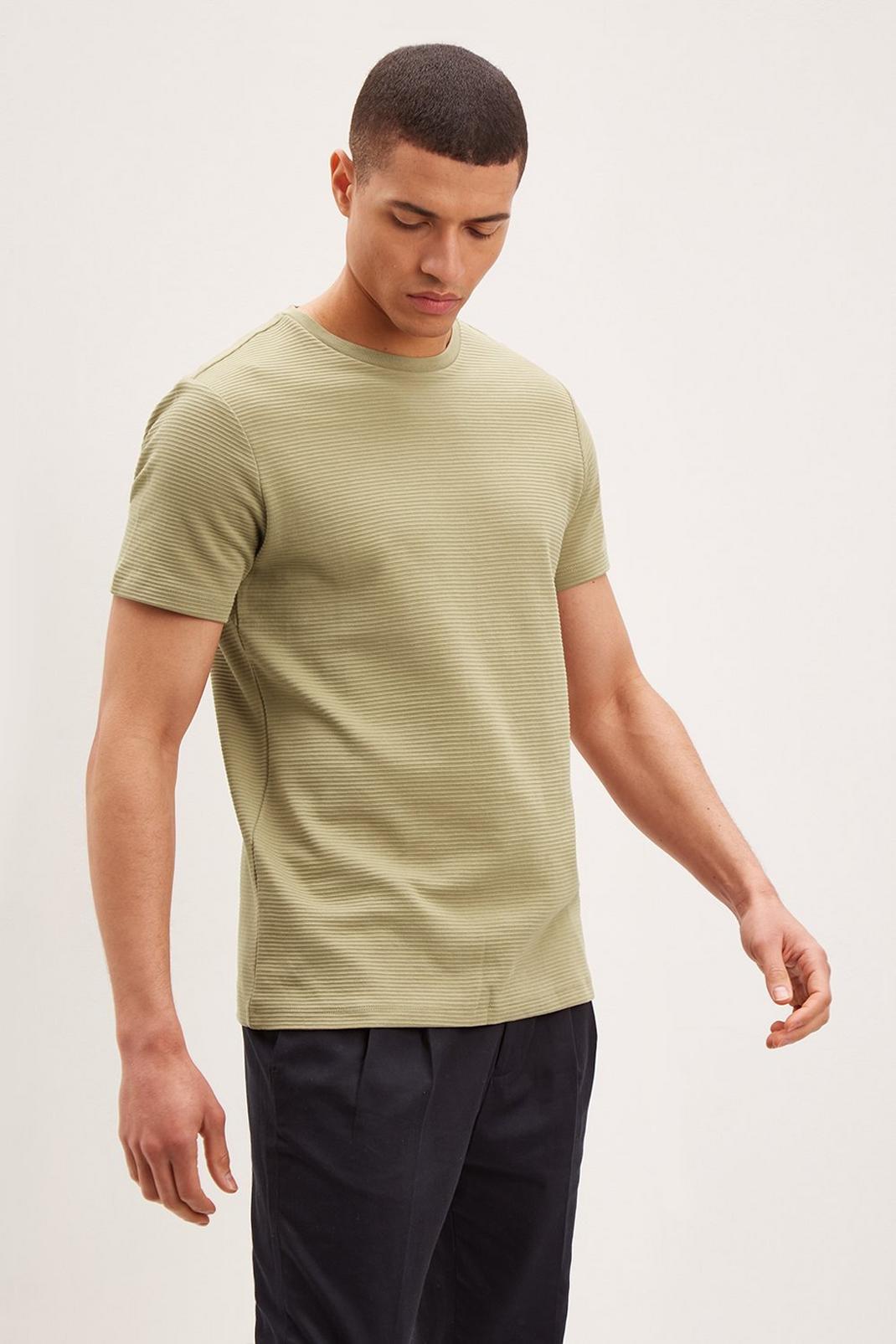 Stone Slim Fit Textured T-Shirt image number 1