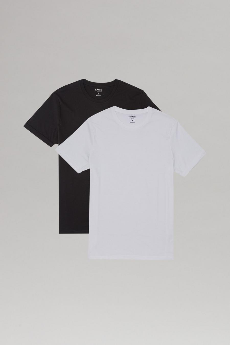 2 Pack Roll Sleeve Black And White Tee