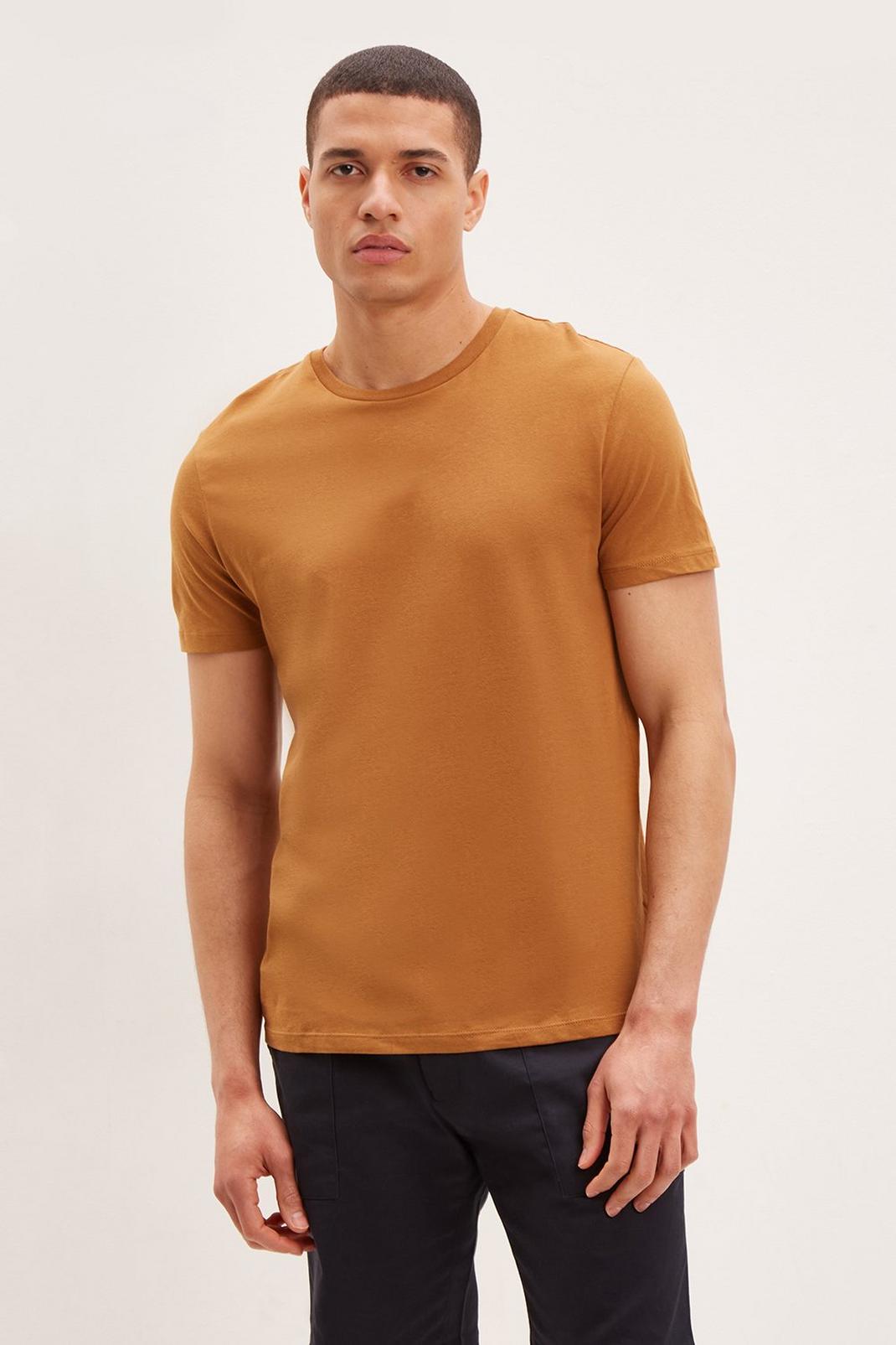 Brown Regular Fit Rust Organic T-Shirt image number 1