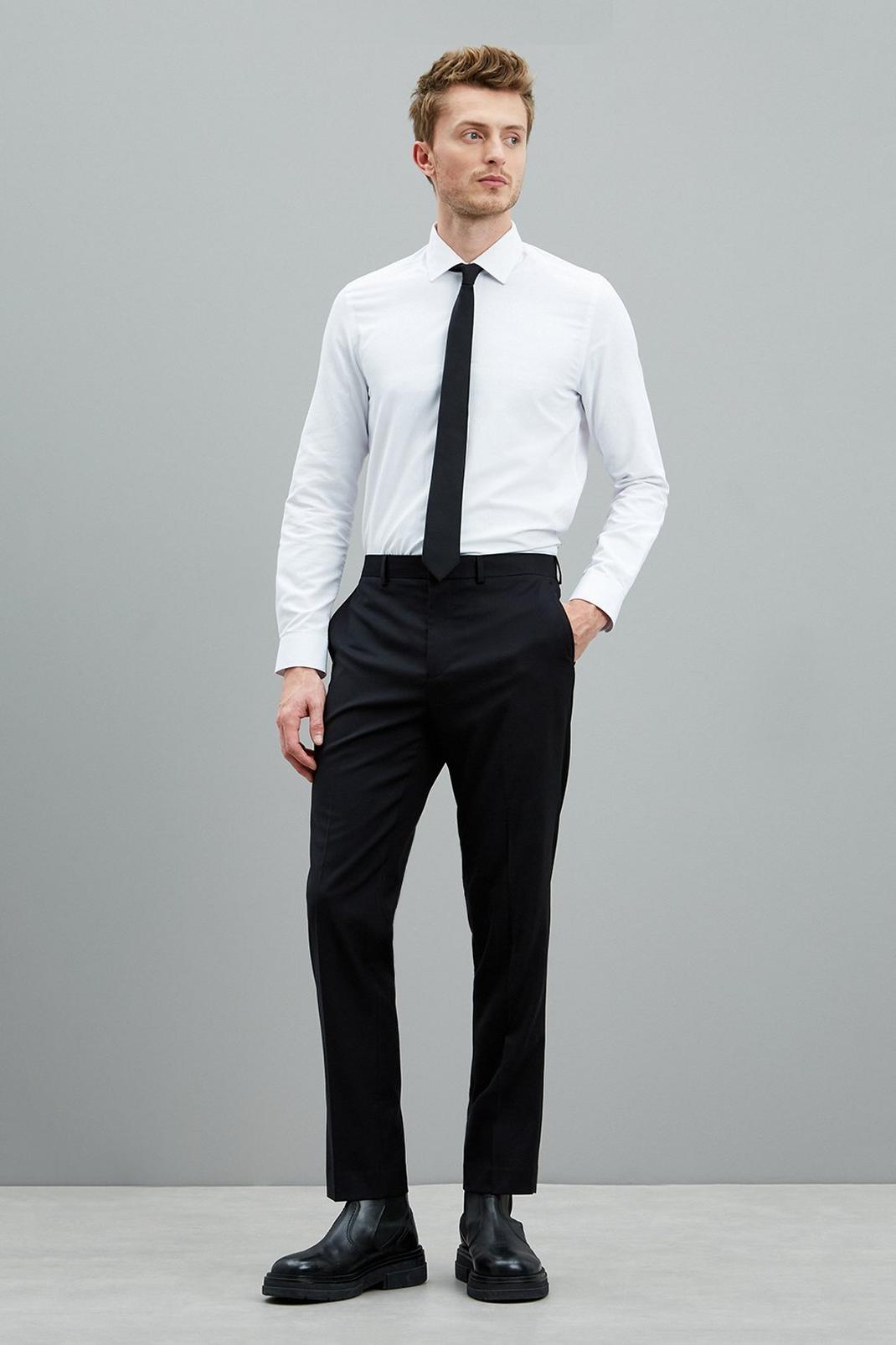 Slim Fit Black Stretch Tuxedo Trouser image number 1