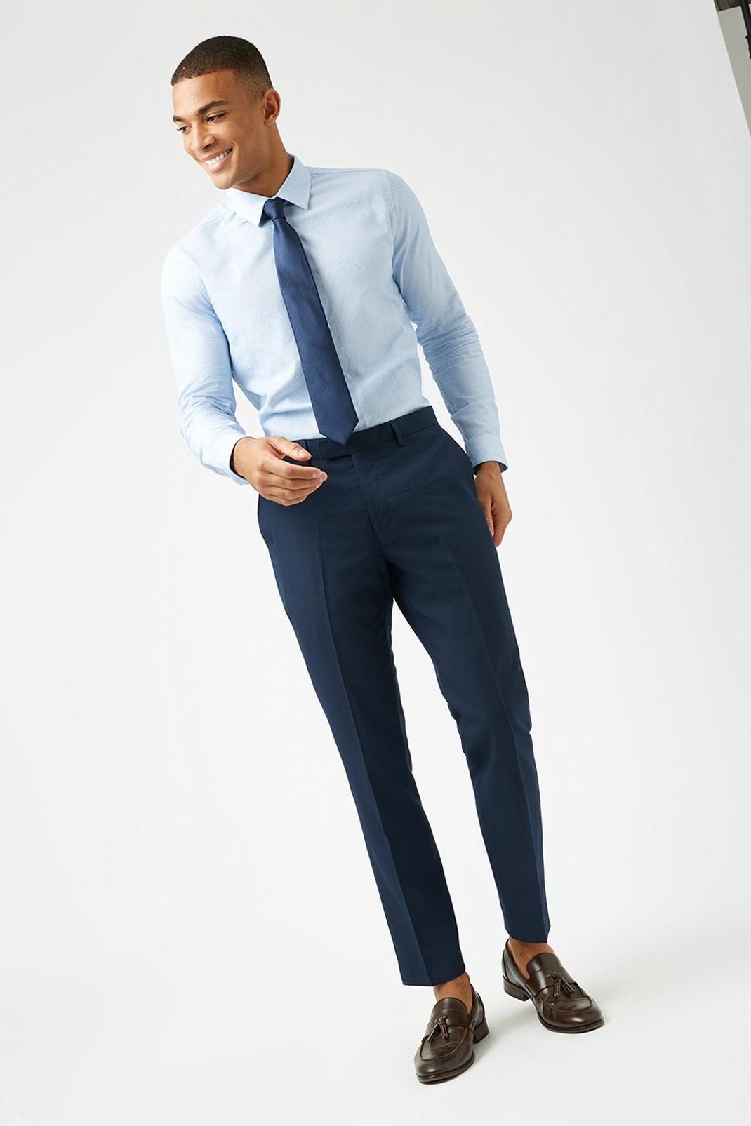 Slim Blue Texture Trouser image number 1