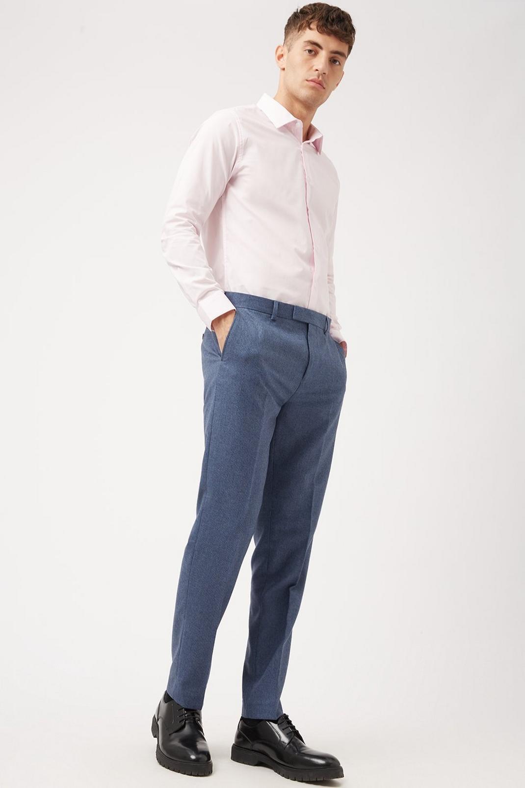 106 1904 Blue Wool Blend Tweed Slim Fit Trouser image number 1