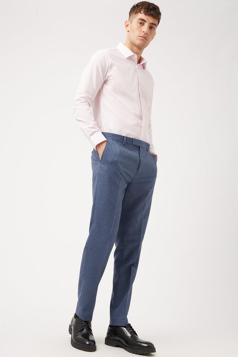 1904 Blue Wool Blend Tweed Slim Fit Trouser