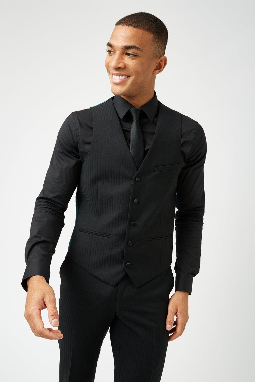 black waistcoat with black shirt