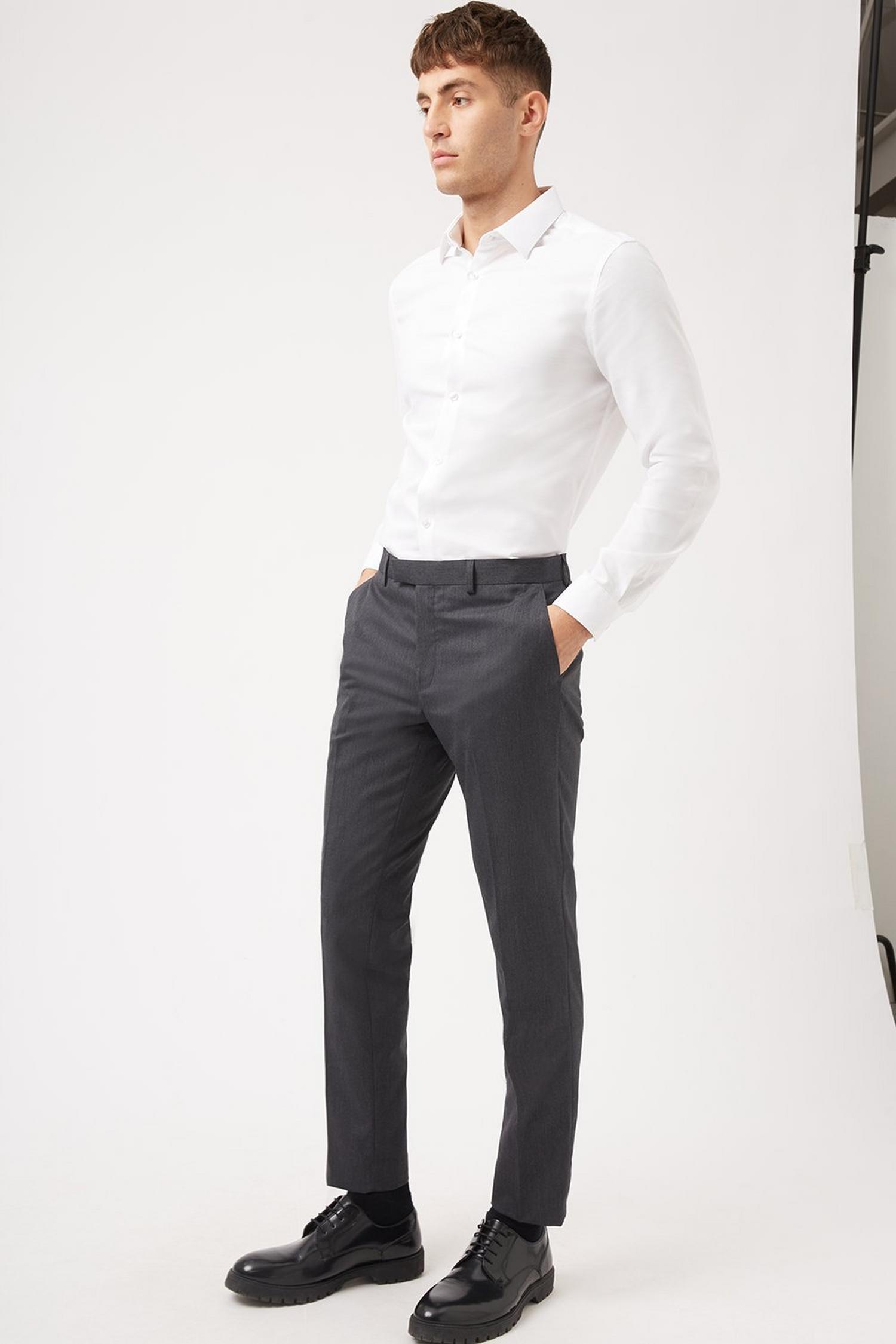 Slim Grey Texture Trouser | Burton UK