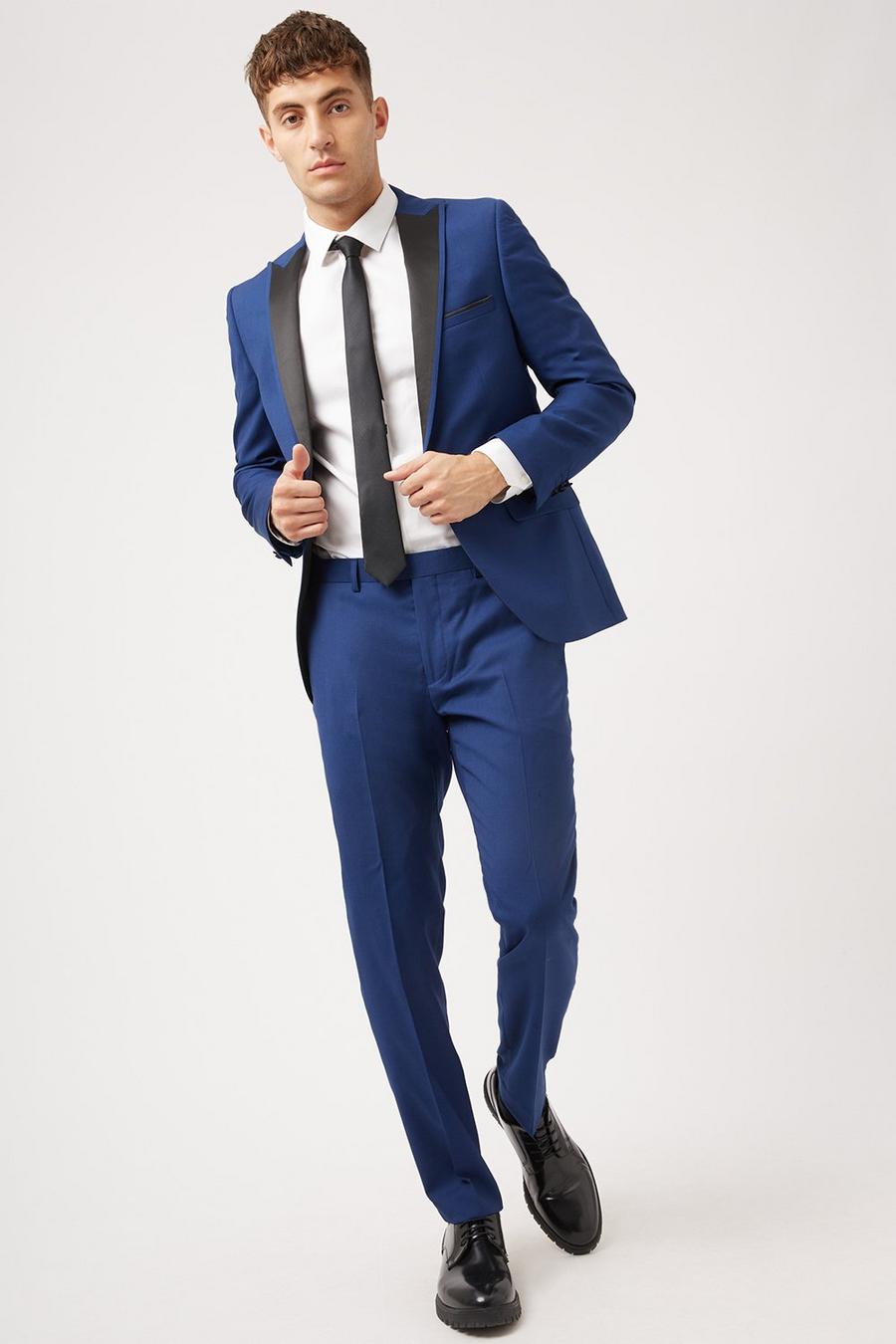Slim Cobalt Tuxedo Three-Piece Suit